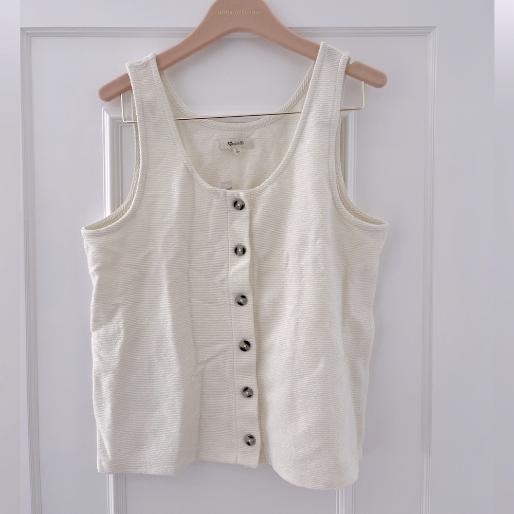NWT Madewell Ottoman Jacquard Button-Front Tank - Size M